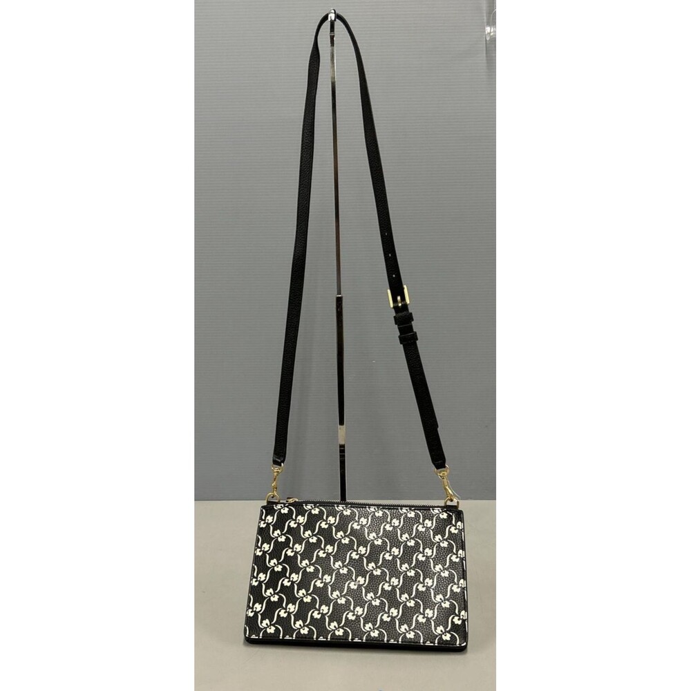 Tory Burch Blake Printed Crossbody Black and Red Floral Purse Pebbled Leather - Picture 3 of 7